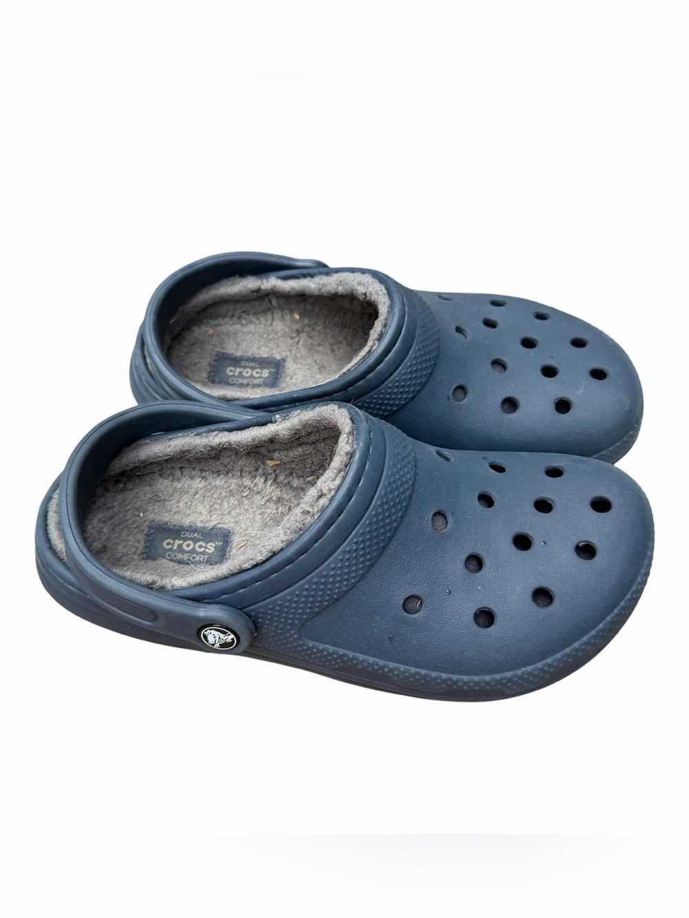 Crocs Dual Comfort Lined Clogs Navy Blue Fleece Winter Slip On Shoes Unisex